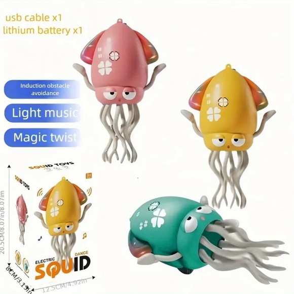 Dancing Squid Toy Tummy Time Toys Crawling Toys Wiggling Musical Standing Toy - Picture 7 of 10